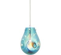 Loops Hanging Ceiling Pendant Light - Petrol Blue Metallic Glass & Chrome Plate - 10W Led E27