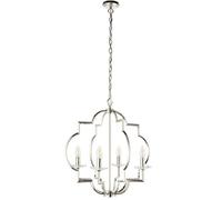 Loops Hanging Ceiling Pendant Light Polished Nickel & Crystal 4 Bulb Classic Feature in Metallics Loops Metallics