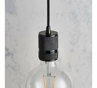 Loops Hanging Ceiling Pendant Light & Rose Kit Black Chrome Industrial Adjustable Lamp Loops Black