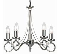 Loops Hanging Flush Ceiling Pendant 5 Light ANTIQUE SILVER Chandelier Lamp Bulb Holder in Metallics Loops Metallics