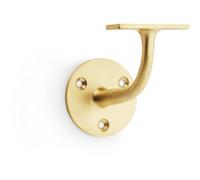 Loops Heavy Duty Stair Handrail Bannister Bracket Arm - Satin Brass 82mm Proj Holder