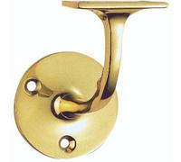 Loops Heavyweight Stair Handrail Bannister Bracket Arm - Polished Brass 91mm Holder