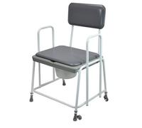 Loops Height Adjustable Bariatric Commode Chair With 7.5 Litre Pail And Vinyl Seat For Comfort