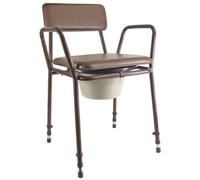 Loops Height Adjustable Commode Chair For Bedroom And Bathroom - Brown With 5 Litre Pail