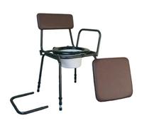 Loops Height Adjustable Commode Chair With Detachable Arms - 5 Litre Potty - Brown For Comfort And Convenience