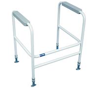 Loops Height Adjustable Floor Fixed Toilet Frame - 190kg Weight Limit - White & Grey Loops White