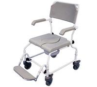 Loops Height Adjustable Shower Commode Chair - Rust Free Alloy Frame Folding Footrest Loops Multicolor