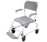 Loops Height Adjustable Shower Commode Chair With Rust-Free Alloy Frame And Folding Footrest