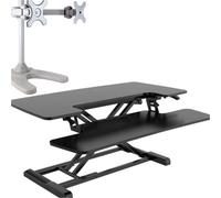 Loops Height Adjustable Sit-Stand Desk Converter With Dual Monitor Bracket Set For Ergonomic Workspace
