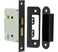 Loops High-Quality 2 Lever Sashlocks With Square Forend And Radiused Strike Plate - 76mm Black Finish - Door Lock