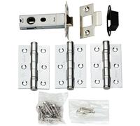 Loops Hinge & Latch Pack 76mm Bolt Through Tubular Latch 3*3 Inch BB Hinge Chrome Loops Multicolor