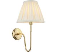 Loops Indoor Antique Brass Plate Wall Light - Cream Fabric Shade - Dimmable 10W Led E27