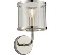 Loops Indoor Bright Nickel Plate Wall Light - Clear Glass Shade - Dimmable 7W Led E14