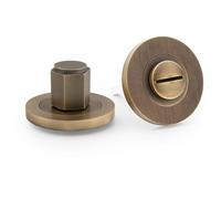 Loops Industrial Hex Thumbturn & Release Lock - Italian Brass - Bathroom Door WC