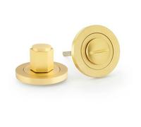Loops Industrial Hex Thumbturn & Release Lock - Satin Brass - Bathroom Door WC