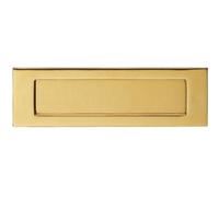 Loops Inward Opening Letter Plate - 254mm X 78mm Polished Brass Plain Door Letterbox