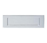 Loops Inward Opening Letter Plate - 306mm X 104mm Polished Chrome Plain Door Letterbox