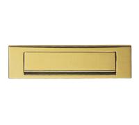 Loops Inward Opening Letterbox Plate 224mm Fixing Centres 254 x 78mm Polished Brass in Metallics Loops Metallics