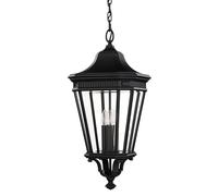 Loops IP23 3 Bulb Chain Lantern Light Black LED E14 60W Bulb Outside External d00679 Loops Black