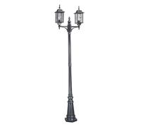 Loops IP43 Lamp Post Leaded Glass Weatherproof Black Silver LED E27 100W Loops Black