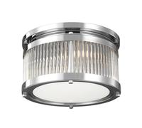 Loops IP44 3 Bulb Flush Light Secure Glass Tube Shades in Rows Chrome LED G9 3.5W in Clear Loops Clear