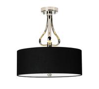 Loops IP44 3 Bulb Semi Flush Light Black LampShade Bulb Inc Chrome LED G9 3.5W Loops Black