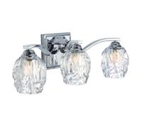 Loops IP44 3 Bulb Wall Light 3 Cut Glass Clear Shades Polished Chrome LED G9 3.5W Loops Clear