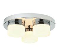 Loops IP44 Bathroom Ceiling Light Chrome & Opal Glass Shade Moisture Resistant Shower in Clear Loops Clear