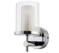 Loops IP44 Bathroom Wall Light Chrome & Clear Ridged Glass Modern Round Dimmable Lamp Loops Clear