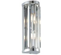 Loops IP44 Bathroom Wall Light Chrome & Crystal Round Glass Modern Slotted Jewel Lamp in Clear Loops Clear