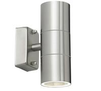 Loops IP44 Outdoor Accent Lamp Stainless Steel Up & Down External Wall Light 2x GU10 in Metallics Loops Metallics
