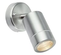 Loops IP44 Outdoor Adjustable Spotlight Brushed Steel GU10 Dimmable Accent Downlight in Metallics Loops Metallics
