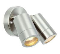IP44 Outdoor Adjustable Spotlight Brushed Steel Twin GU10 Dimmable Up Down light