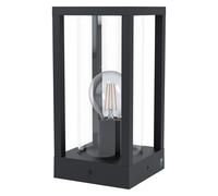 Loops IP44 Outdoor Bollard Light Black Cast Aluminium Box 1 x 40W E27 Bulb Lamp Post Loops Black