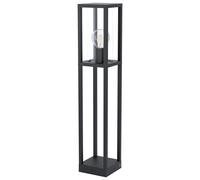 Loops IP44 Outdoor Bollard Light Black Cast Aluminium Box 1 x 40W E27 Tall Lamp Post Loops Black
