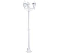 Loops IP44 Outdoor Bollard Light White Aluminium Lantern 3 Arm 60W E27 Bulb Lamp Post Loops White