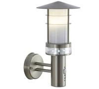 Loops IP44 Outdoor LED Light Brushed Steel PIR Wall Lantern Security Outdoor Overhang in Metallics Loops Metallics