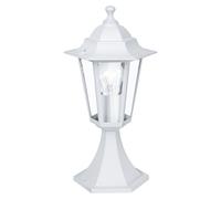 Loops IP44 Outdoor Pedestal Light White Aluminium Lantern 1x 60W E27 Bulb Porch Lamp Loops White
