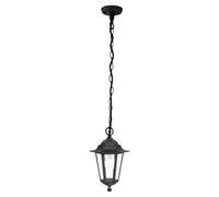 Loops IP44 Outdoor Pendant Light Black Aluminium Lantern & Chain 1 x 60W E27 Bulb Loops Black