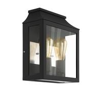 Loops IP44 Outdoor Wall Light Black Aluminium Glass Box 2x 60W E27 Bulb Porch Lamp Loops Black