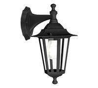 Loops IP44 Outdoor Wall Light Black Aluminium Lantern 1 x 60W E27 Bulb Porch Lamp