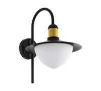 IP44 Outdoor Wall Light Black & Gold Modern Fisherman Lamp 1x 60W E27 Bulb Loops Black One Size