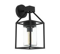 Loops IP44 Outdoor Wall Light Black & Square Glass shade 1x 60W E27 Bulb Porch Lamp Loops Black