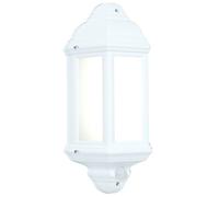 Loops IP44 Outdoor Wall Light Matt White Frosted Traditional Lantern PIR Motion Lamp Loops White