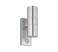 Loops IP44 Outdoor Wall Light & PIR Motion Sensor Stainless Steel 2 x 3W GU10 Bulb in Metallics Loops Metallics