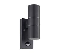 Loops IP44 Outdoor Wall Light & PIR Sensor Anthracite Steel 2 x 3W GU10 Bulb in Metallics Loops Metallics
