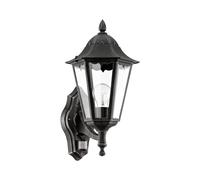 Loops IP44 Outdoor Wall Light & PIR Sensor Black & Silver Patina 1 x 60W E27 Bulb Loops Black