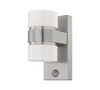 IP44 Outdoor Wall Light & PIR Sensor Stainless Steel & Silver 6W Built in LED