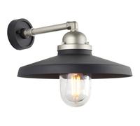 Loops Ip44 Outdoor Wall Light - Textured Black Aged Pewter Arm - Clear Glass Shade - Garage Porch Lamp