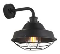 Loops Ip44 Outdoor Wall Light - Textured & Matt Black Caged Lamp - Garage Porch